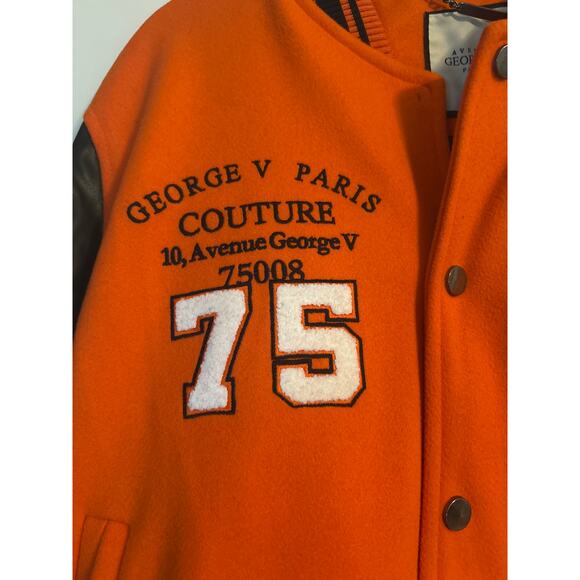 NWT George V Paris Varsity Lettermen's Jacket Orange/Black Size Large - Picture 2 of 16